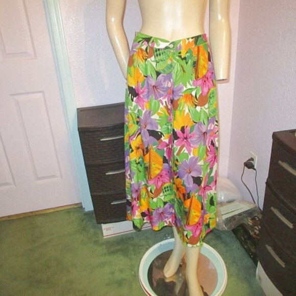 Pendleton HAWAIIAN Maxi Size 10P SKIRT Tropical POCKETS Lightweight BUTTON UP - Picture 1 of 11